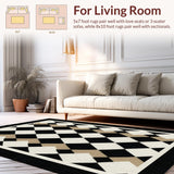Ultra Soft Area Rug, Non Slip, Stain Resistant, Washable Area Rugs for Living Room, Bedroom, Stylish Diamond Trellis Aesthetic(Beige)