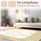 Ultra Soft Area Rug, Non Slip, Stain Resistant, Washable Area Rugs for Living Room, Bedroom, Marble Inspired Bathroom Area Beige(White)
