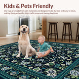 Ultra Soft Area Rug, Non Slip, Stain Resistant, Washable Area Rugs for Living Room, Bedroom, Bold Colorful Ogee Pattern(Blue)
