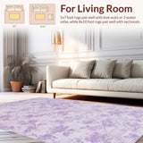 Ultra Soft Area Rug, Non Slip, Stain Resistant, Washable Area Rugs for Living Room, Bedroom, Artistic Floral Inspired Lavender Rug With Water Absorbing Innovative Design(Purple)