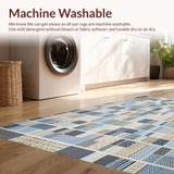 Ultra Soft Area Rug, Non Slip, Stain Resistant, Washable Area Rugs for Living Room, Bedroom, Modern Patchwork Area Geometric Design Beige Blue(Blue)