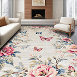Ultra Soft Area Rug, Non Slip, Stain Resistant, Washable Area Rugs for Living Room, Bedroom, Rustic Nature-Inspired Butterfly Design(Ivory)