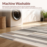 Ultra Soft Area Rug, Non Slip, Stain Resistant, Washable Area Rugs for Living Room, Bedroom, Contemporary Textured Line Arrangement(Gray)
