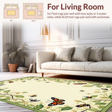 Ultra Soft Area Rug, Non Slip, Stain Resistant, Washable Area Rugs for Living Room, Bedroom, Artistic Abstract Insect Imagery(Beige)
