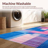 Ultra Soft Area Rug, Non Slip, Stain Resistant, Washable Area Rugs for Living Room, Bedroom, Chic Abstract Brushstroke Arrangement(Blue)