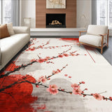 Ultra Soft Area Rug, Non Slip, Stain Resistant, Washable Area Rugs for Living Room, Bedroom, Contemporary Red Blossom Print(Red)