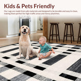 Ultra Soft Area Rug, Non Slip, Stain Resistant, Washable Area Rugs for Living Room, Bedroom, Retro Contrast Woven Floor Covering with Minimalist Linear Pattern(Beige)