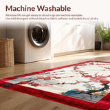 Ultra Soft Area Rug, Non Slip, Stain Resistant, Washable Area Rugs for Living Room, Bedroom, Dynamic Cherry Petals Artistic Composition(Red)