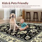 Ultra Soft Area Rug, Non Slip, Stain Resistant, Washable Area Rugs for Living Room, Bedroom, Artistic Black and Cream Fusion(Black)