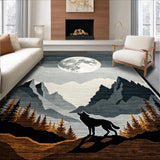 Ultra Soft Area Rug, Non Slip, Stain Resistant, Washable Area Rugs for Living Room, Bedroom, Charming Gray Toned Wildlife Art(Gray)