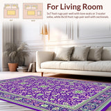 Ultra Soft Area Rug, Non Slip, Stain Resistant, Washable Area Rugs for Living Room, Bedroom, Contemporary Bright Floral Arrangement(Purple)