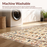 Ultra Soft Area Rug, Non Slip, Stain Resistant, Washable Area Rugs for Living Room, Bedroom, Abstract Floral Area(Beige)
