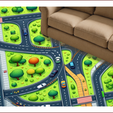 Ultra Soft Area Rug, Non Slip, Stain Resistant, Washable Area Rugs for Living Room, Bedroom, Colorful City Life Kids Playroom Educational Rug(Green)