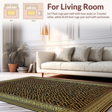 Ultra Soft Area Rug, Non Slip, Stain Resistant, Washable Area Rugs for Living Room, Bedroom, Lustrous Gold Textured Fantasy(Gold)