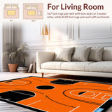 Ultra Soft Area Rug, Non Slip, Stain Resistant, Washable Area Rugs for Living Room, Bedroom, Engaging Vibrant Athletic Visual Style(Orange)