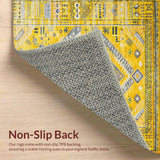 Ultra Soft Area Rug, Non Slip, Stain Resistant, Washable Area Rugs for Living Room, Bedroom, Vibrant Tribal Geometric Harmony(Yellow)