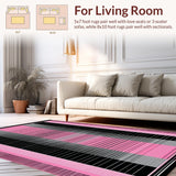 Ultra Soft Area Rug, Non Slip, Stain Resistant, Washable Area Rugs for Living Room, Bedroom, Vibrant Abstract Moire Composition(Pink)