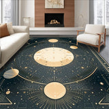Ultra Soft Area Rug, Non Slip, Stain Resistant, Washable Area Rugs for Living Room, Bedroom, Stylish Modern Starry Night Theme(Gold)