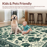 Ultra Soft Area Rug, Non Slip, Stain Resistant, Washable Area Rugs for Living Room, Bedroom, Luxurious Vintage Leafy Background(Ivory)