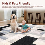 Ultra Soft Area Rug, Non Slip, Stain Resistant, Washable Area Rugs for Living Room, Bedroom, Bold Black & White Blocks Rug Contemporary Patterned Floor Mat(Gray)