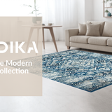 Ultra Soft Area Rug, Non Slip, Stain Resistant, Washable Area Rugs for Living Room, Bedroom, Rustic Gray and Blue Medallion Design(Blue)