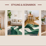 Ultra Soft Area Rug, Non Slip, Stain Resistant, Washable Area Rugs for Living Room, Bedroom, Contemporary Subtle Leaf Design(Green)