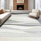 Elegant Cream Grey Geometric Waves(Gray)
