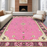 Ultra Soft Area Rug, Non Slip, Stain Resistant, Washable Area Rugs for Living Room, Bedroom, Unique Textured Medallion Style(Pink)