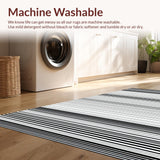 Ultra Soft Area Rug, Non Slip, Stain Resistant, Washable Area Rugs for Living Room, Bedroom, Timeless Elegant Striped Motif(Black)