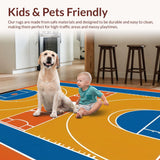 Ultra Soft Area Rug, Non Slip, Stain Resistant, Washable Area Rugs for Living Room, Bedroom, Bold Geometric Basketball Motif(Orange)