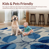 Ultra Soft Area Rug, Non Slip, Stain Resistant, Washable Area Rugs for Living Room, Bedroom, Contemporary Botanical Grey Blue Entryway Runner Rug(Blue)
