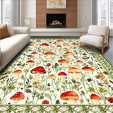 Ultra Soft Area Rug, Non Slip, Stain Resistant, Washable Area Rugs for Living Room, Bedroom, Serene Green Tones with Nature Elements(White)