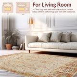Ultra Soft Area Rug, Non Slip, Stain Resistant, Washable Area Rugs for Living Room, Bedroom, Boho Global with Beige and Earth Tones(Beige)