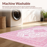 Ultra Soft Area Rug, Non Slip, Stain Resistant, Washable Area Rugs for Living Room, Bedroom, Soft Pink Geometric Pattern(Pink)