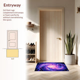 Ultra Soft Area Rug, Non Slip, Stain Resistant, Washable Area Rugs for Living Room, Bedroom, Whimsical Starry Night Illusion(Purple)