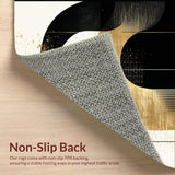 Ultra Soft Area Rug, Non Slip, Stain Resistant, Washable Area Rugs for Living Room, Bedroom, Contemporary Luxe Abstract Geometry(Gold)