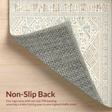 Ultra Soft Area Rug, Non Slip, Stain Resistant, Washable Area Rugs for Living Room, Bedroom, Vibrant Modern Symmetrical Design(Beige)