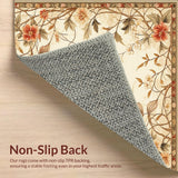 Botanical Scrollwork Transitional Floor Cover with Floral Accents(Beige)