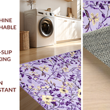 Ultra Soft Area Rug, Non Slip, Stain Resistant, Washable Area Rugs for Living Room, Bedroom, Contemporary Floral Print Entrance Rug(Purple)