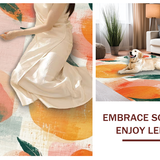 Ultra Soft Area Rug, Non Slip, Stain Resistant, Washable Area Rugs for Living Room, Bedroom, Peach Inspired Area Rug Blush Orange Green White Artistic Design(Orange)