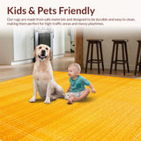 Ultra Soft Area Rug, Non Slip, Stain Resistant, Washable Area Rugs for Living Room, Bedroom, Bold Geometric Yellow Infusion(Yellow)