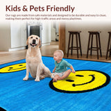 Ultra Soft Area Rug, Non Slip, Stain Resistant, Washable Area Rugs for Living Room, Bedroom, Quirky Blue Nostalgic Style(Blue)