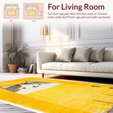 Ultra Soft Area Rug, Non Slip, Stain Resistant, Washable Area Rugs for Living Room, Bedroom, Playful Toast Patterned Delight(Yellow)