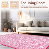 Ultra Soft Area Rug, Non Slip, Stain Resistant, Washable Area Rugs for Living Room, Bedroom, Rustic Tasseled Texture Appeal(Pink)