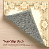 Serene Petal Border – Beige Area with Floral Frame(Beige)