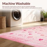 Ultra Soft Area Rug, Non Slip, Stain Resistant, Washable Area Rugs for Living Room, Bedroom, Lovely Soft Curved Silhouette(Pink)