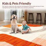 Ultra Soft Area Rug, Non Slip, Stain Resistant, Washable Area Rugs for Living Room, Bedroom, Stylish Symmetrical Orange Elements(Orange)