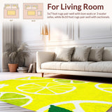 Ultra Soft Area Rug, Non Slip, Stain Resistant, Washable Area Rugs for Living Room, Bedroom, Fresh Lemon Motif Bath Accessory(Yellow)