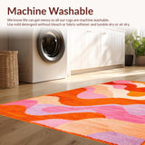Ultra Soft Area Rug, Non Slip, Stain Resistant, Washable Area Rugs for Living Room, Bedroom, Eclectic Orange and Pink Fusion(Orange)