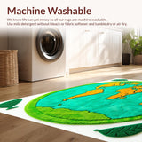 Ultra Soft Area Rug, Non Slip, Stain Resistant, Washable Area Rugs for Living Room, Bedroom, Round Moss-Inspired Bath Mat for Aesthetic Bathrooms(Blue)